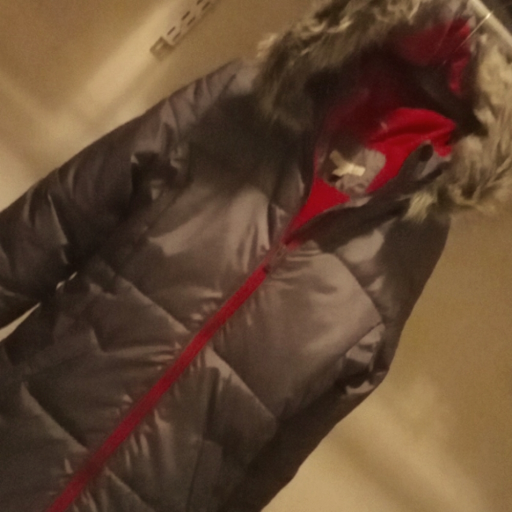 Calvin Klein coat size 14 girls grey and pink soft and cozy